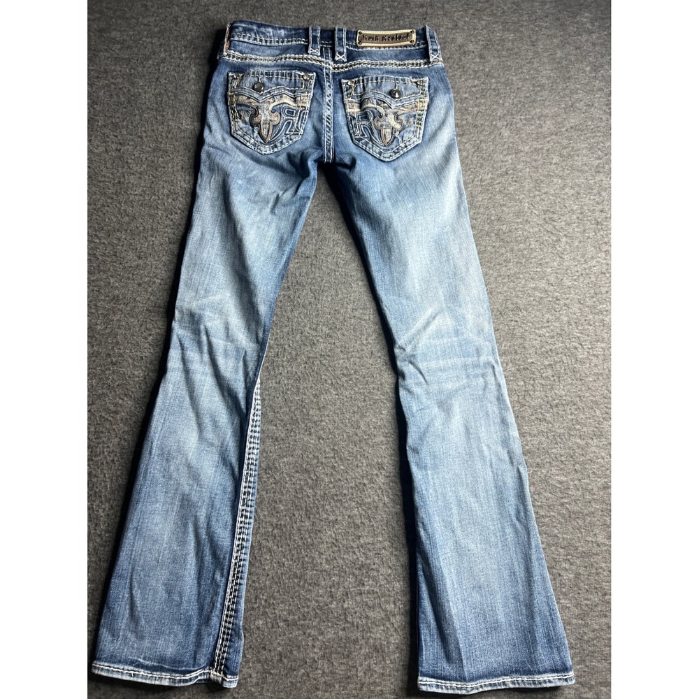 Rock Revival Sundee Mid Rise Bootcut Jeans Blue Embroidered Flap Pocket Size 25 - Picture 3 of 16